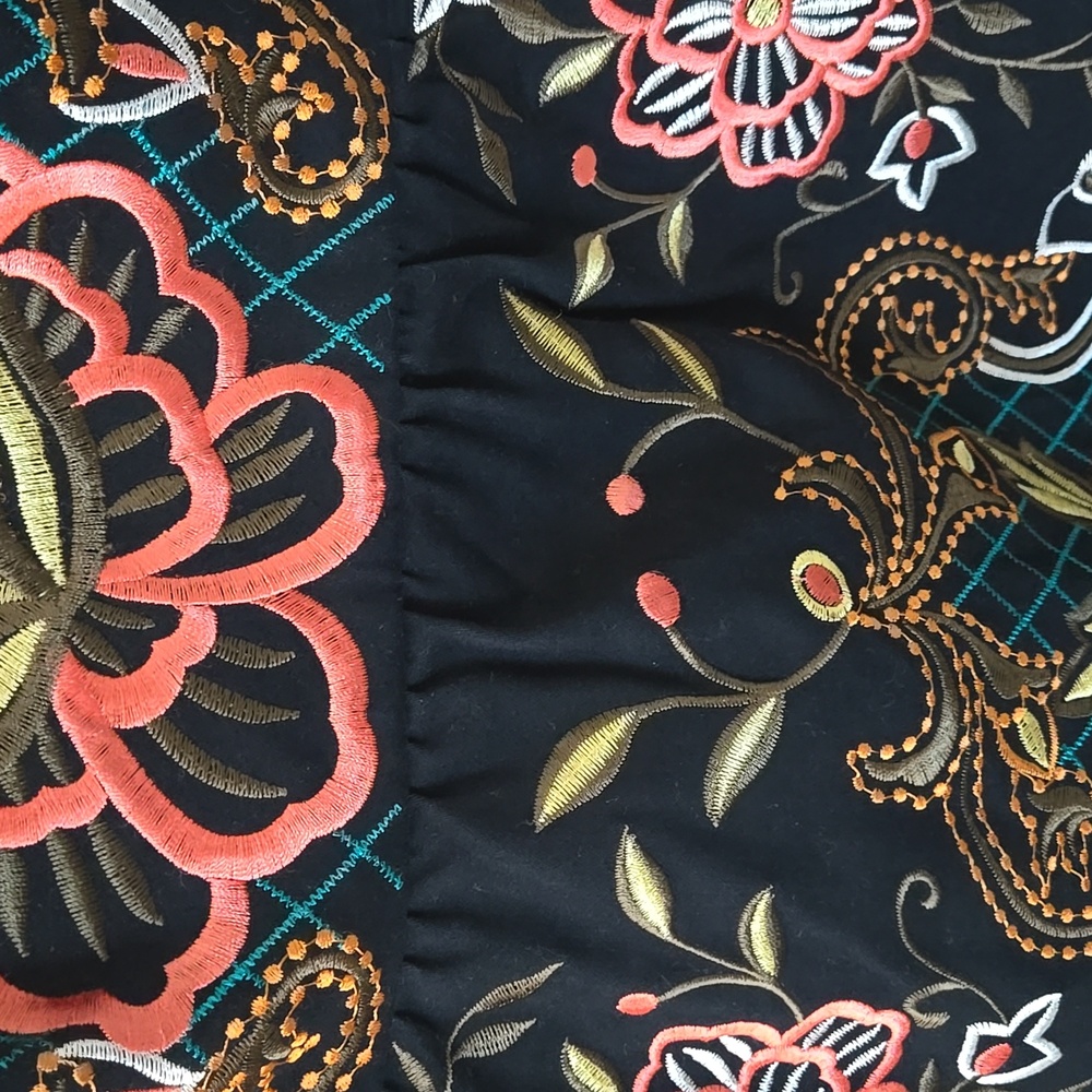 Anthropologie Moulinette Soeurs Embroidered Perennial Dress Black Floral Sz 10 - Picture 9 of 14